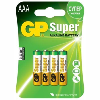 Батарейка AAA   4 шт/уп GP SUPER в блистере   ''GP''   1/10